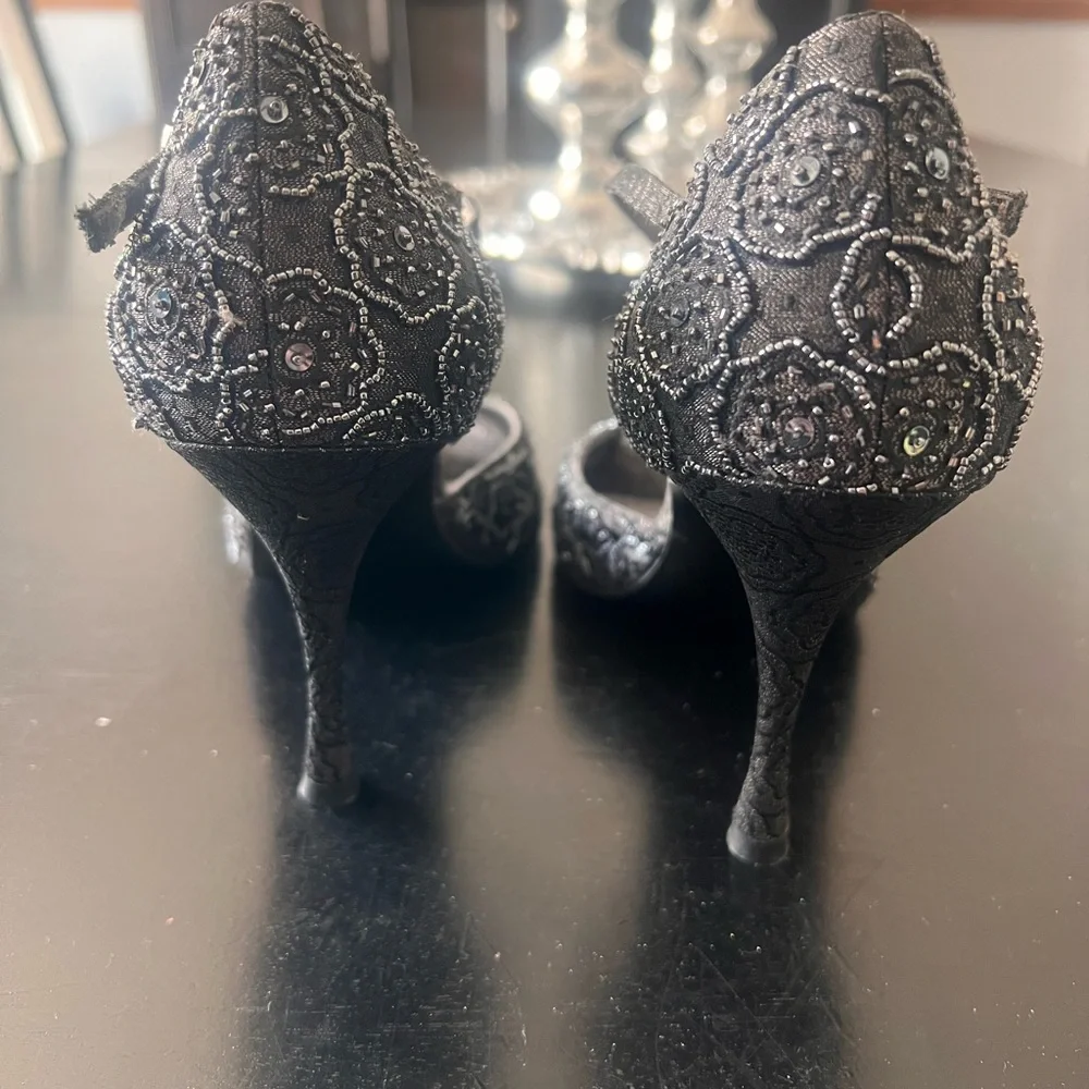 Valerie Stevens Sparkling Black Heels - Picture 2 of 7